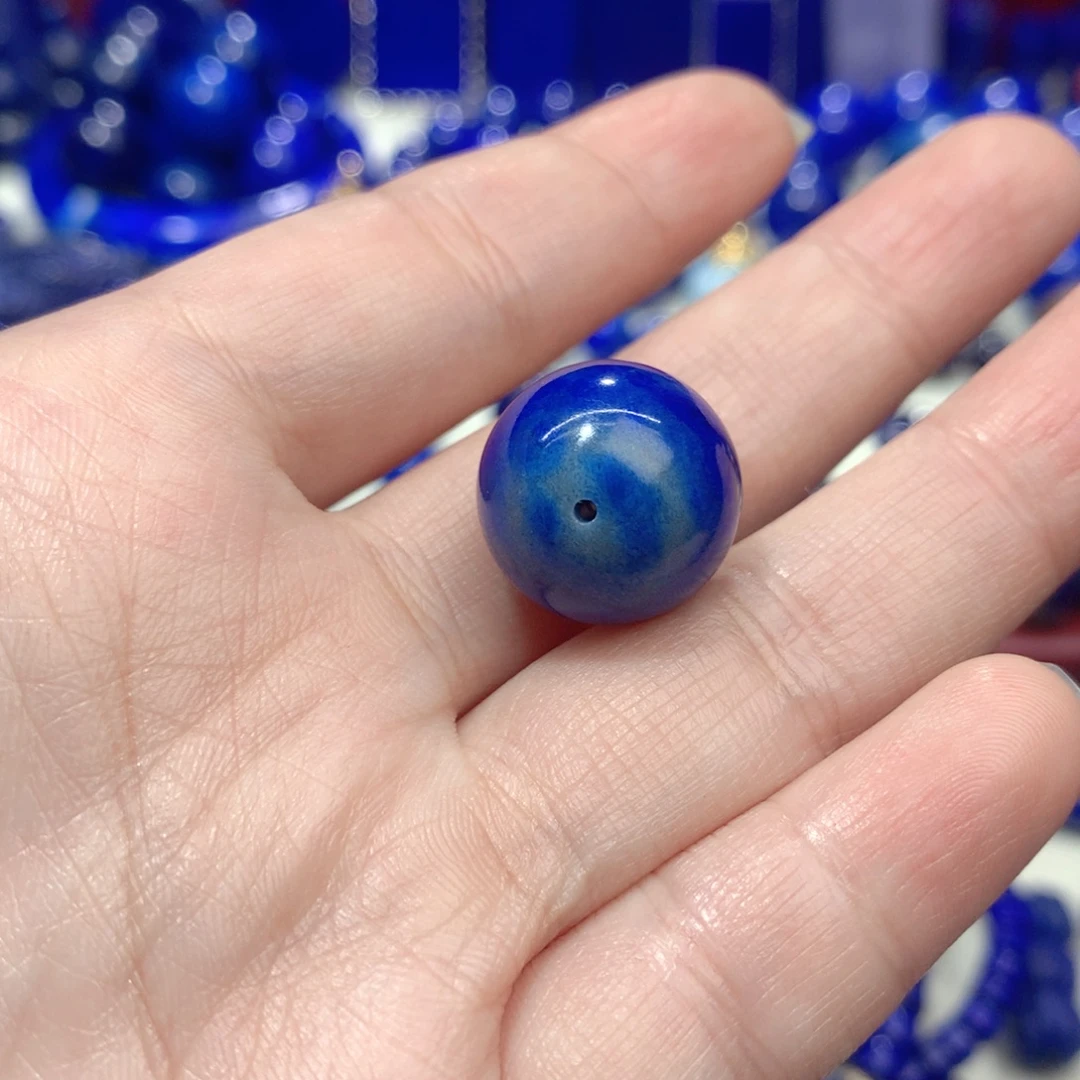 青金石未镶嵌16.6m单珠挂件