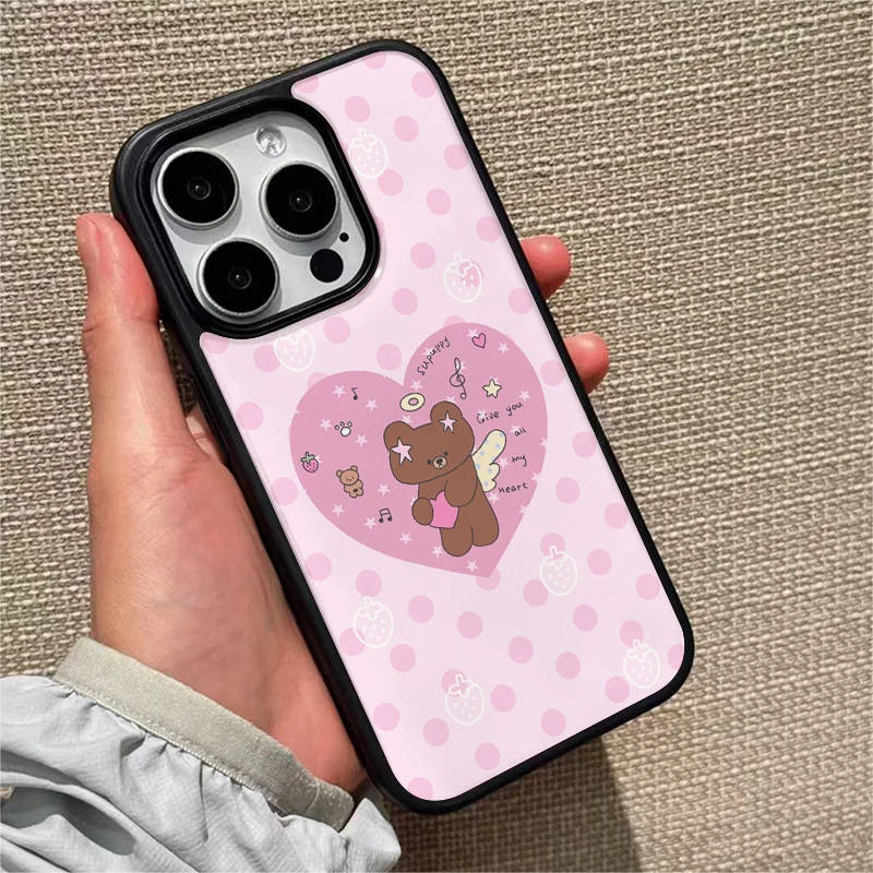 ins风波点爱心小熊适用苹果17手机壳iphone16promax女生新款1543
