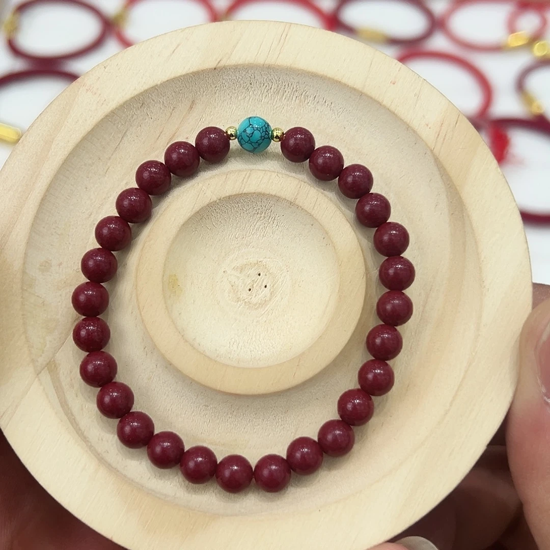 天然辰砂含辰砂工艺品六毫米紫金沙手串