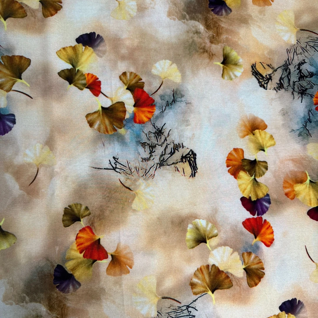 【棉绸.飘叶】新款棉绸面料手工diy布料