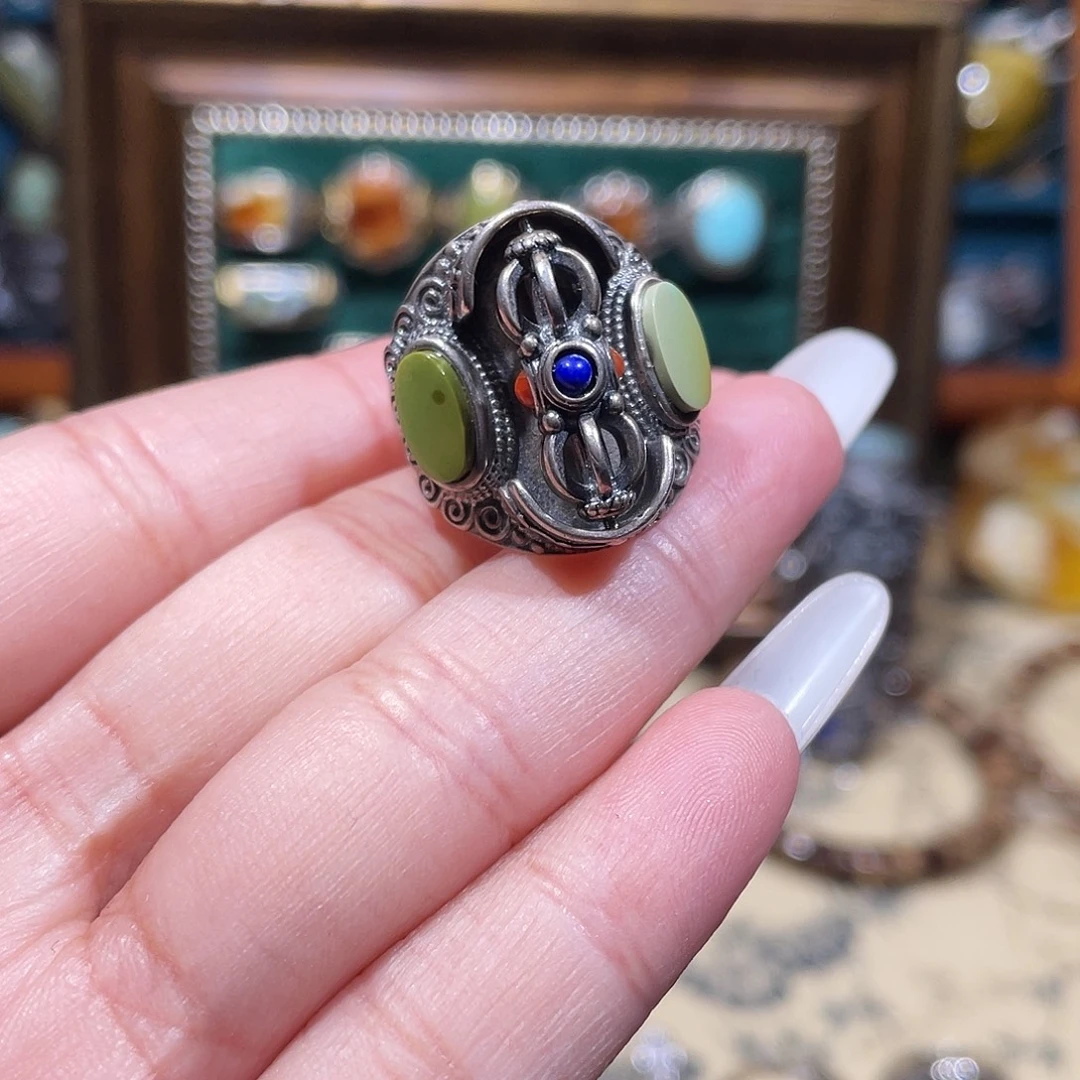 N***a绿松石银S925镶嵌戒指戒指