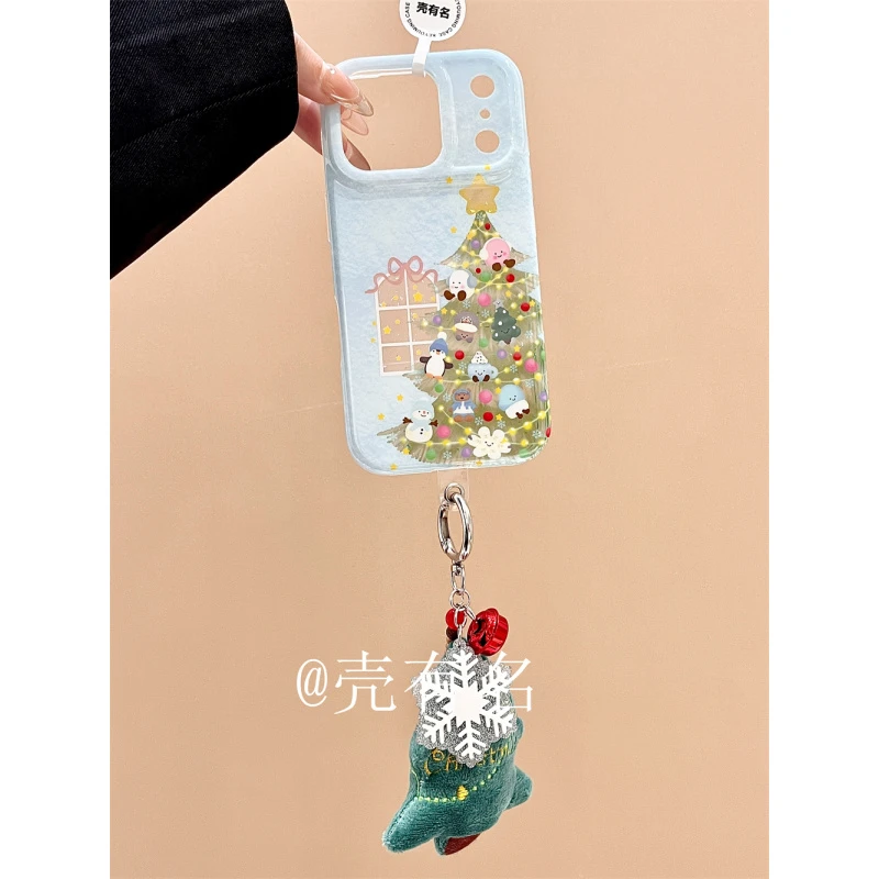 卡通窗户圣诞树小动物雪人小挂件适用苹果17手机壳iPhone16/15/14