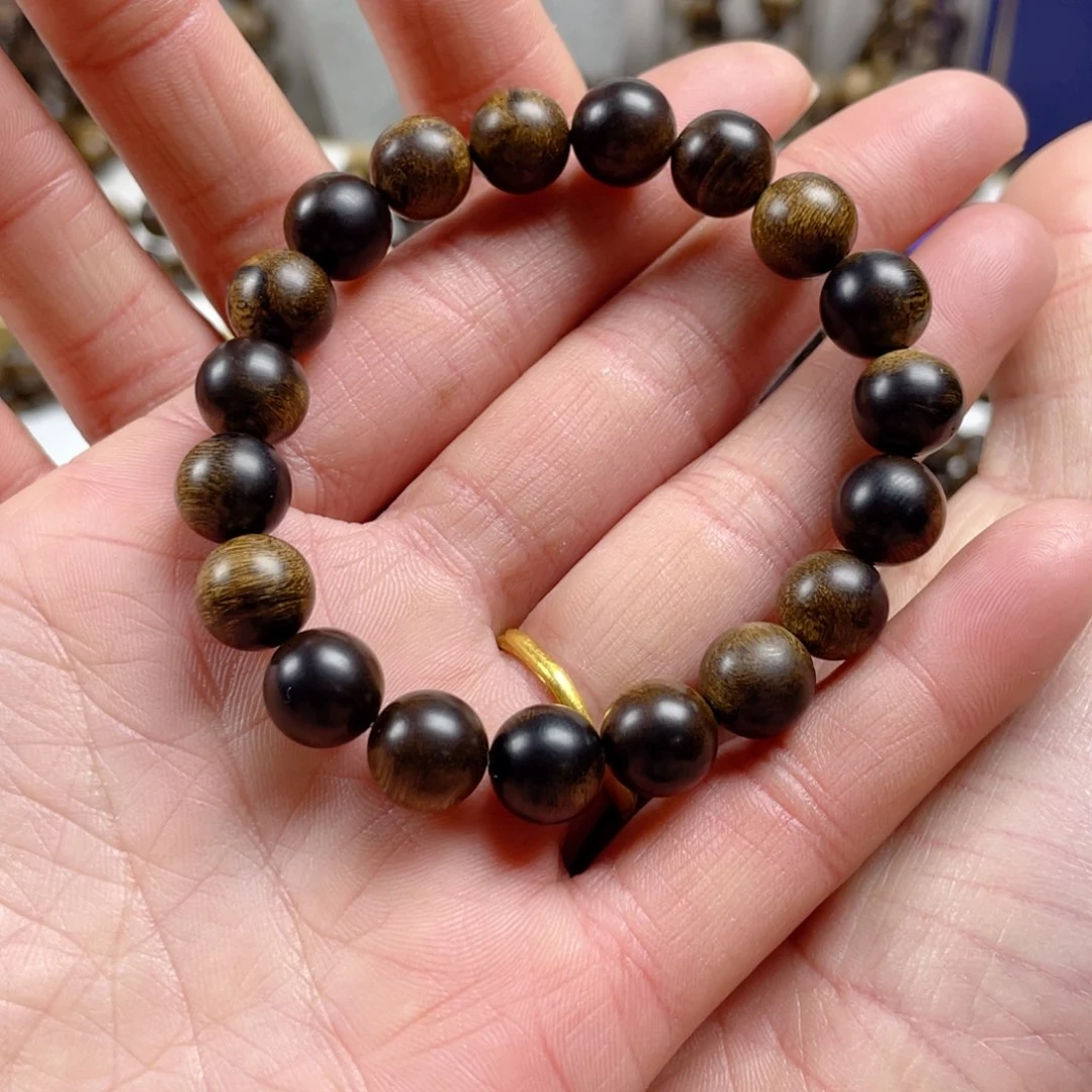 沉香手串山**下越南芽庄老白棋玉化老料满瘤疤1.0