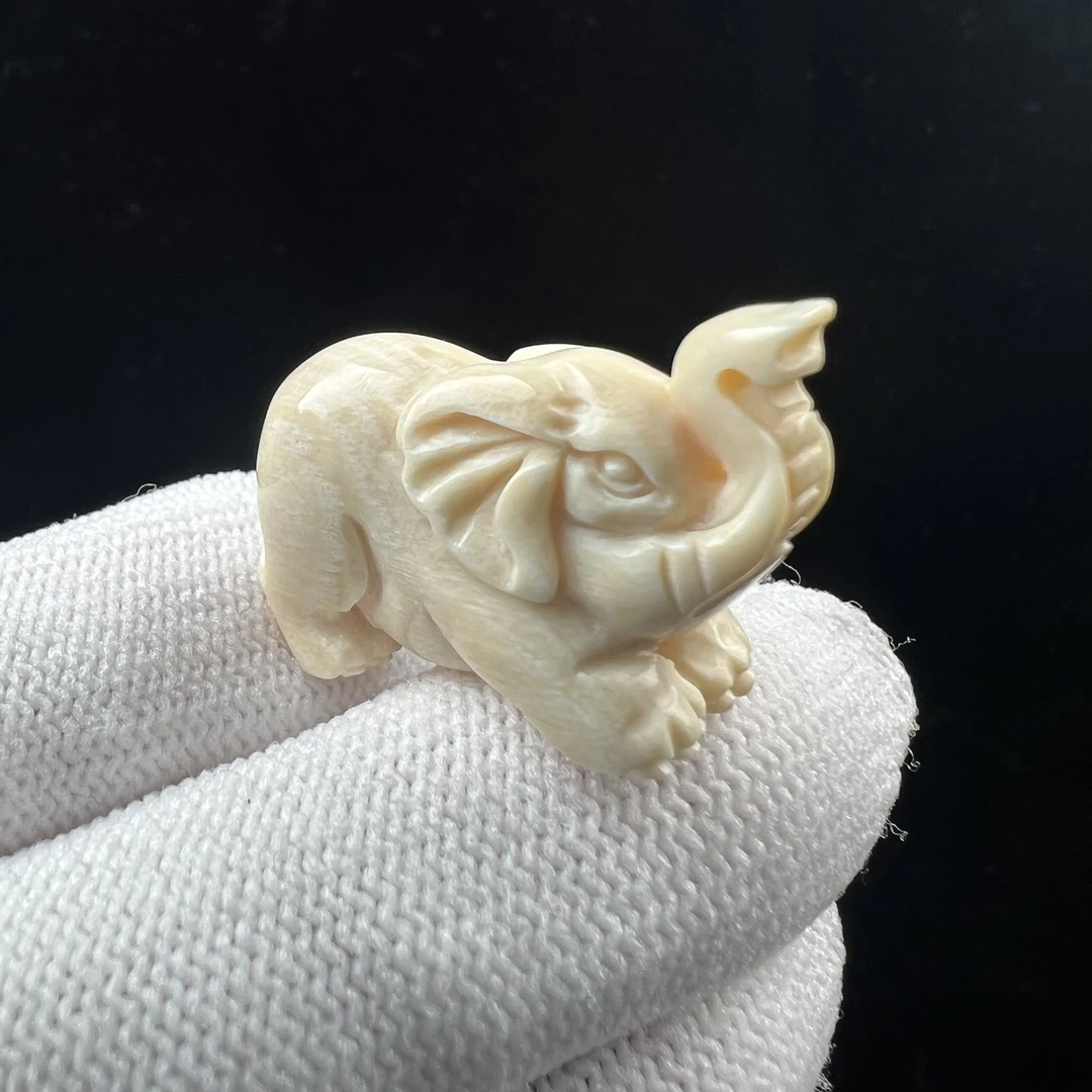 P9843天然猛犸牙小象12x27x18mm支持鉴定 假一罚四