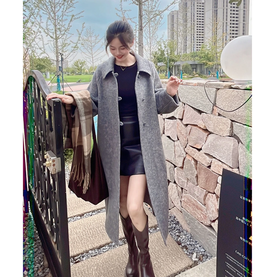 2025秋冬新款双面绵羊毛大衣中长款加厚韩版气质宽松高级女外套