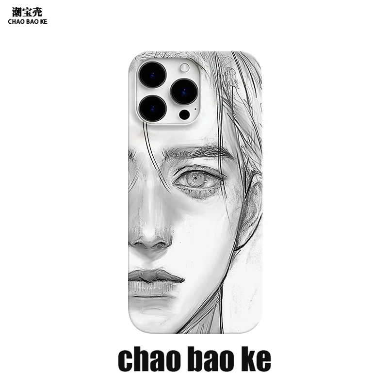 素描男适用于苹果16promax手机壳iphone15pro小众14/13/12p创意16