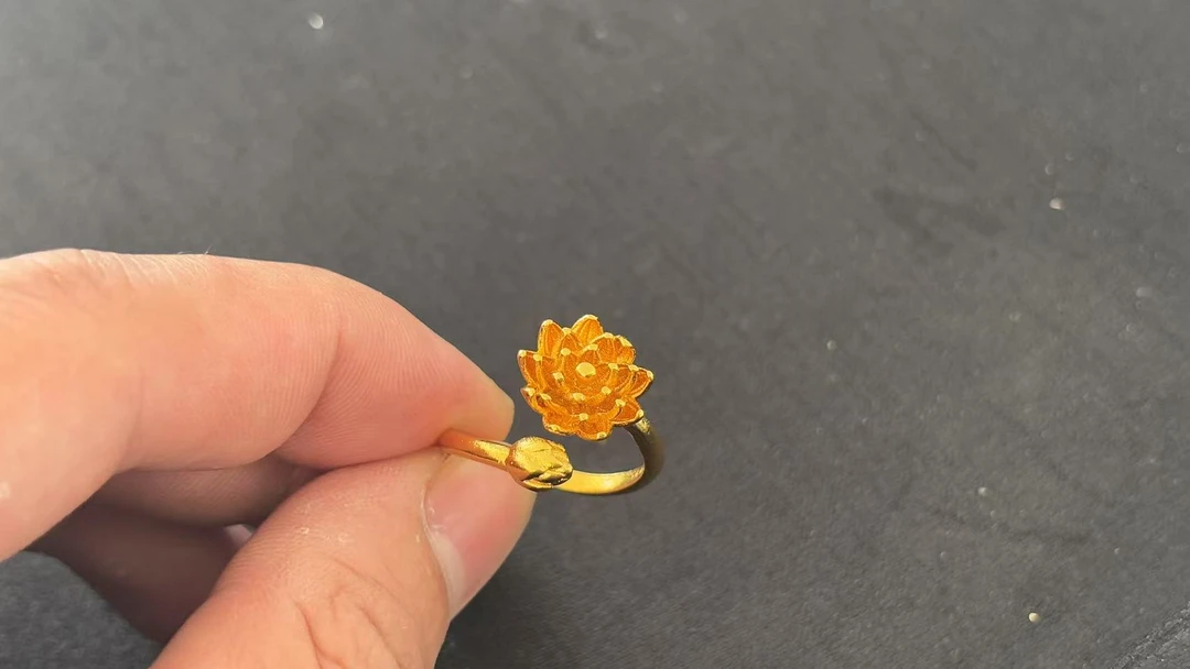 C105-禾遇莲花开口戒指