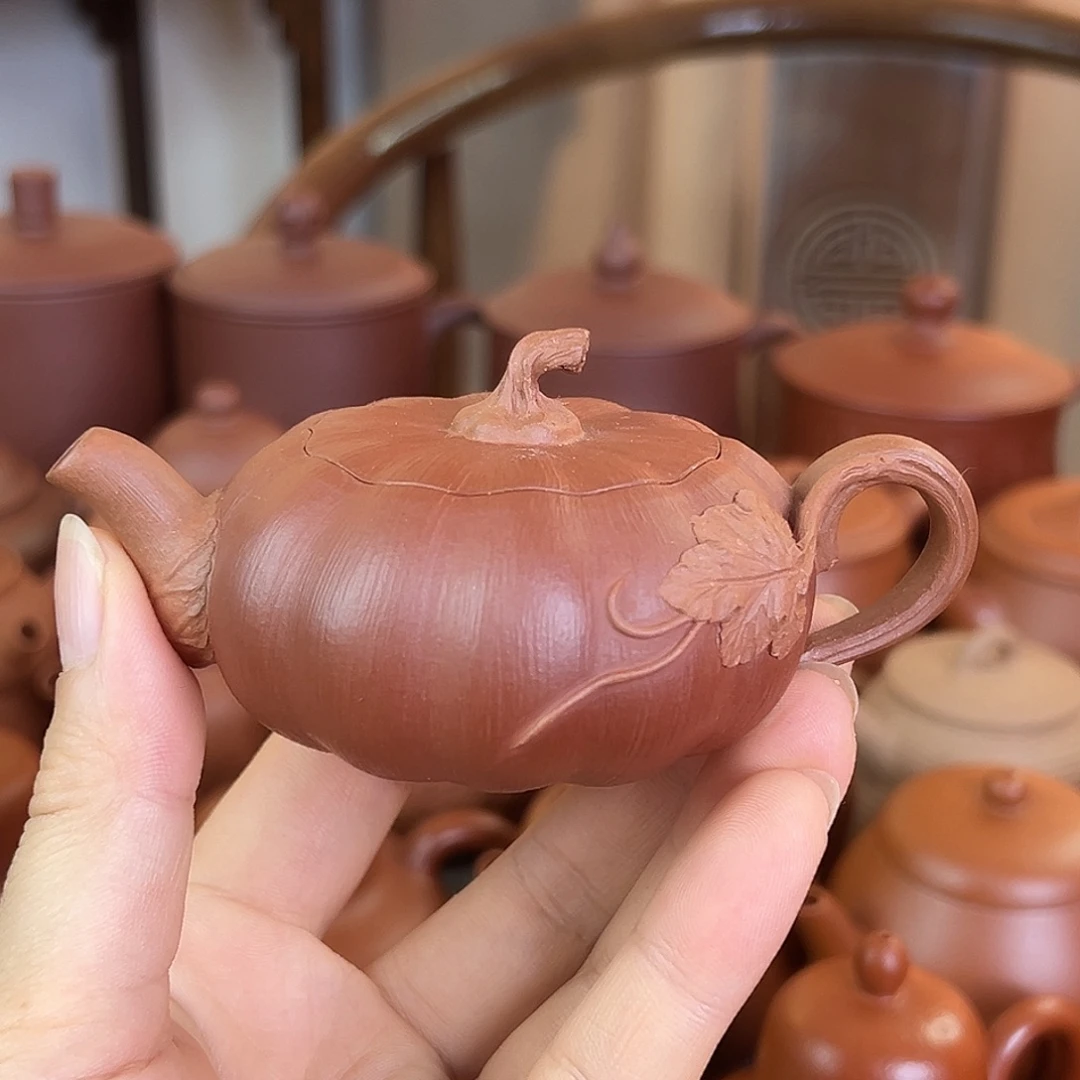 紫砂茶壶精品原矿 南瓜壶 紫泥 90cc
