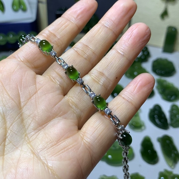 银S925镶嵌岫玉手链手链