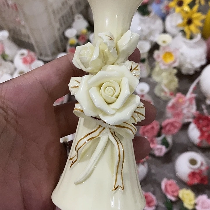 瓷片纯手工陶瓷花摆件瑕