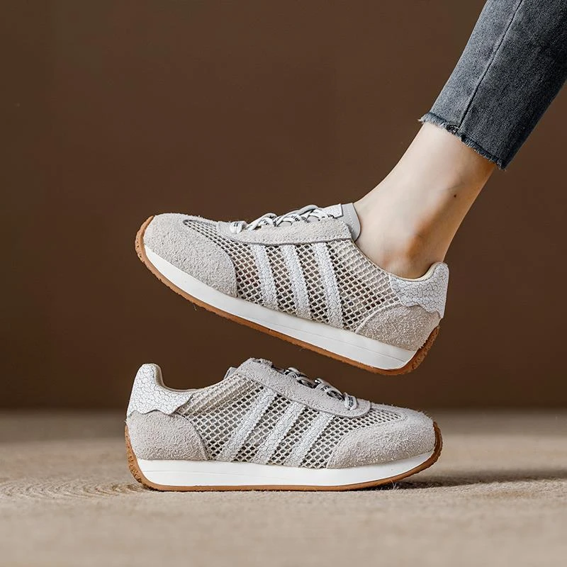 网面黄色阿甘鞋女2025夏季新款德训鞋软底休闲旅游薄款小白鞋女鞋