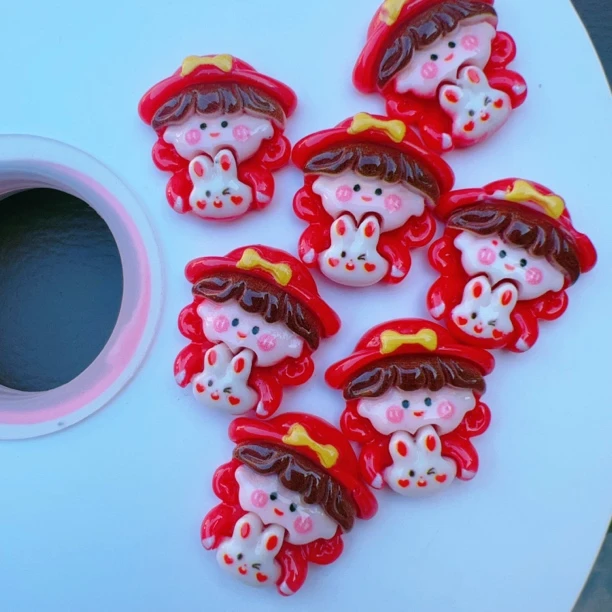 亮面福字树脂贴片发夹DIY饰品配件可用于手机装饰手工材料