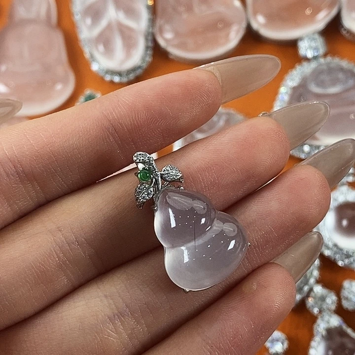 石英质玉银S925镶嵌颈饰