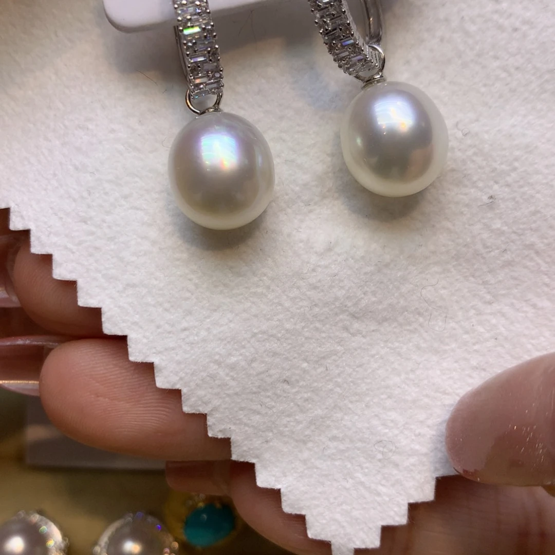 银S925镶嵌耳饰海水珍珠