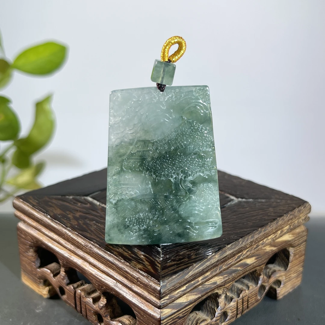 JYW28-87   天然缅甸A货翡翠  山水牌