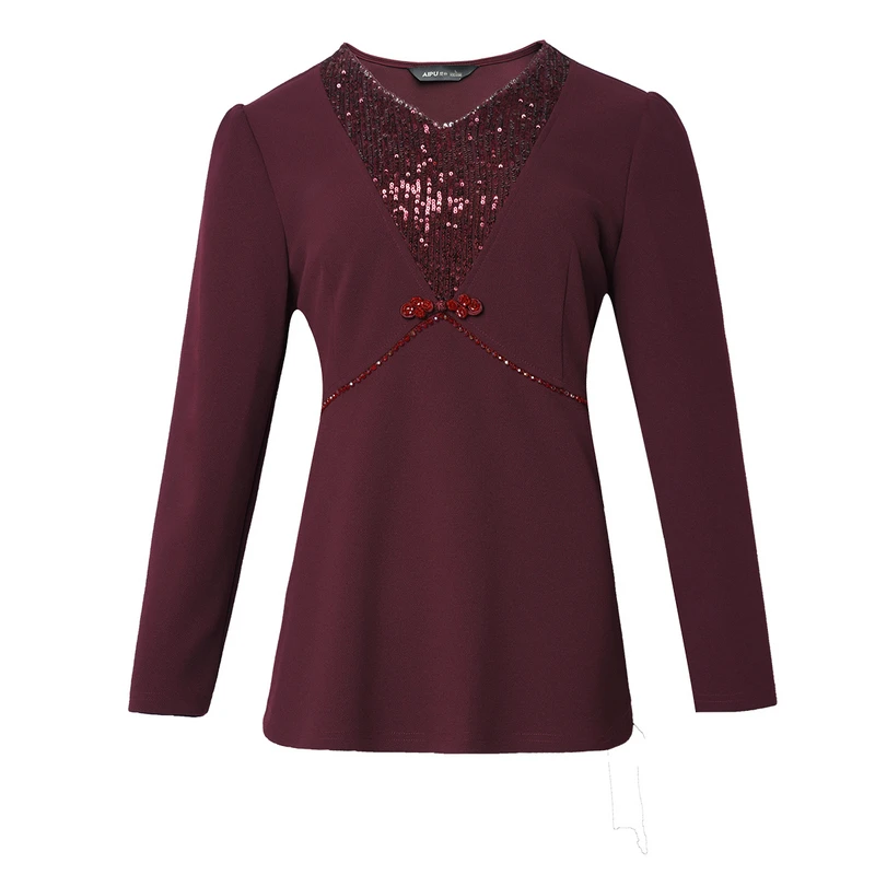 21863大码女装2024秋冬时尚优雅气质休闲百搭显瘦V领衬衫