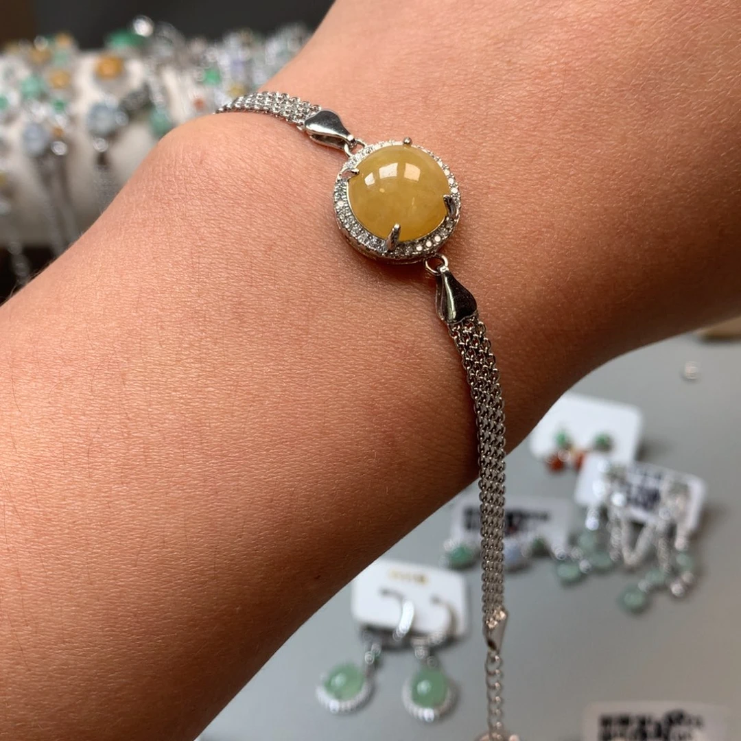 翡翠戒指银S925镶嵌手链