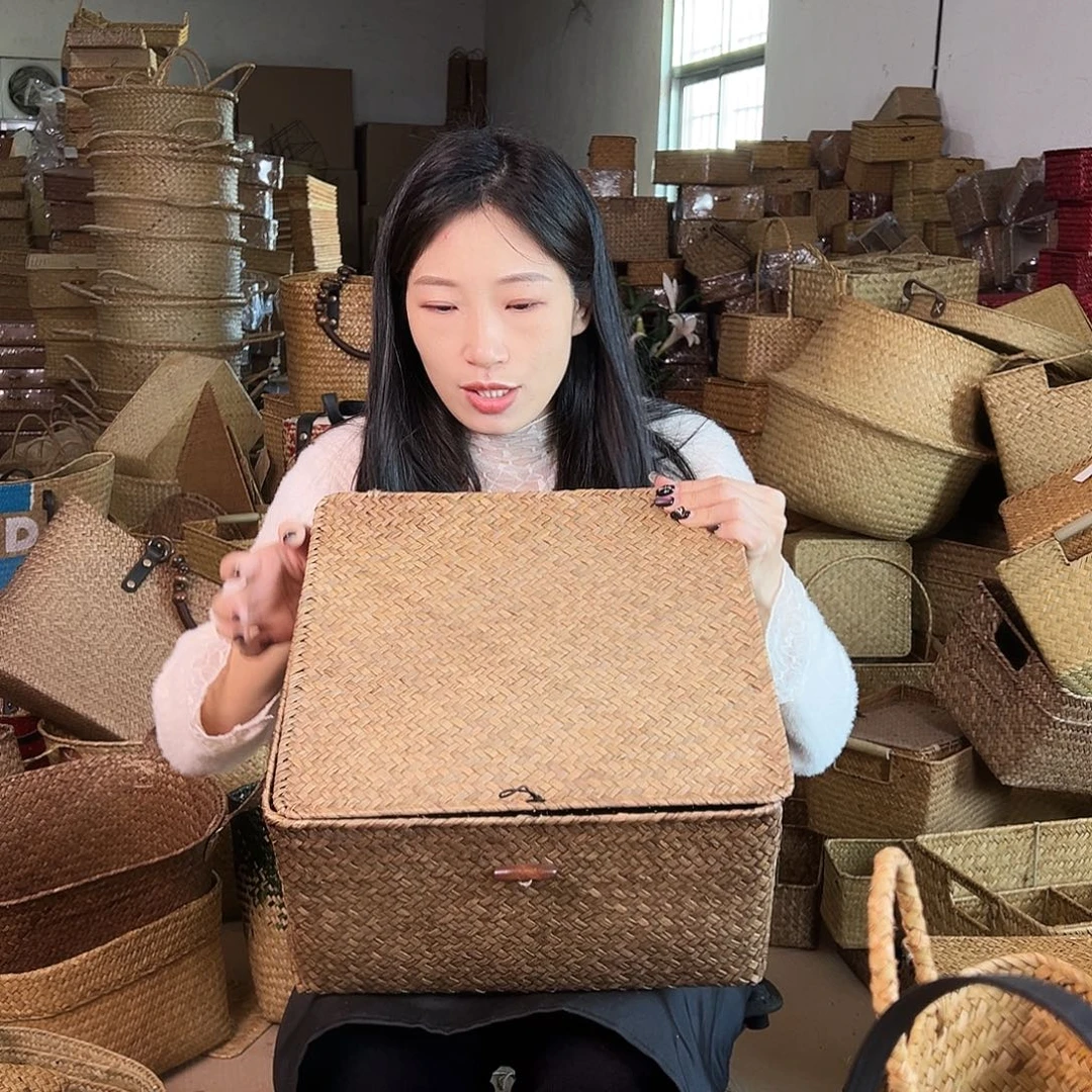 草编草编包/草编收纳盒带瑕疵