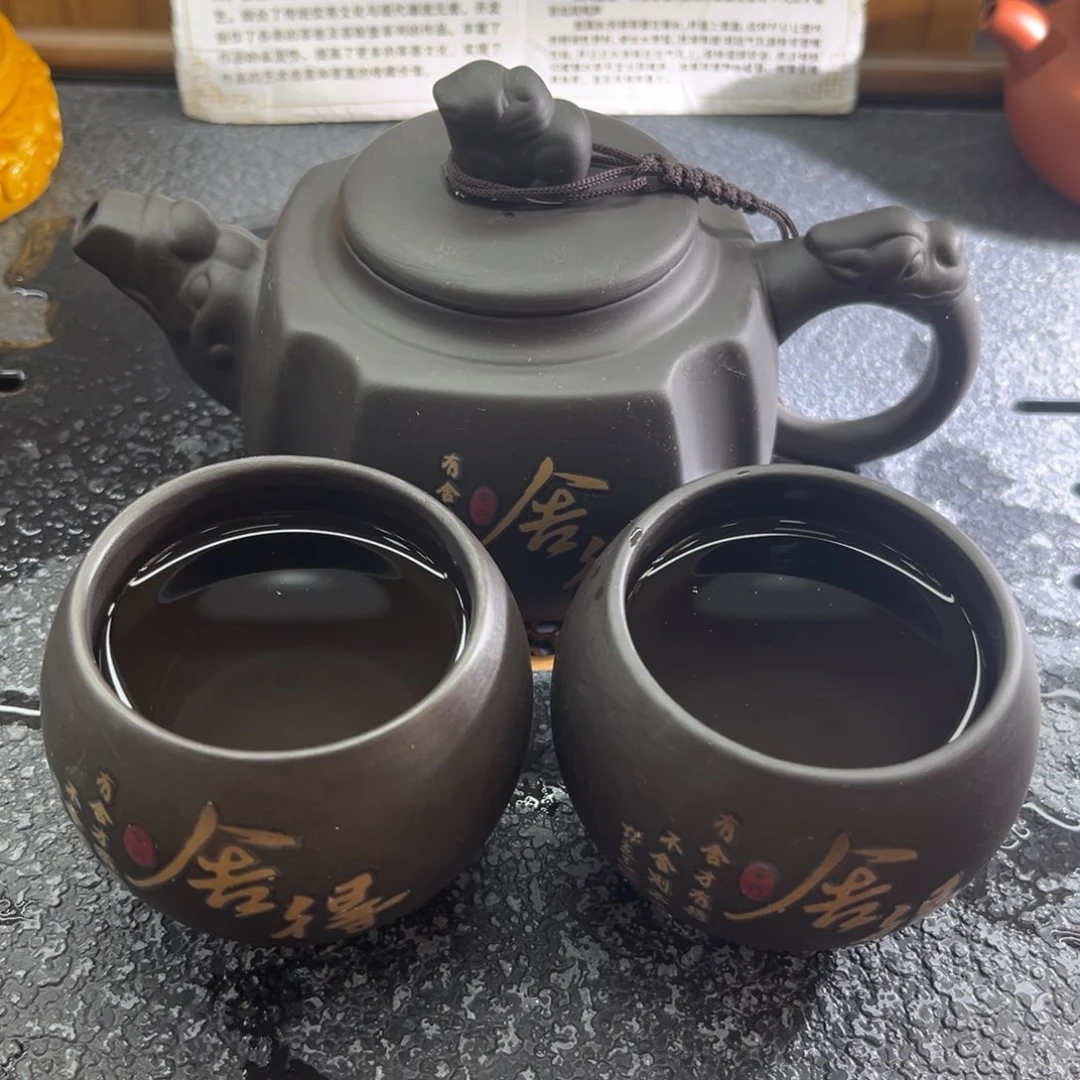 茶杯紫砂四方舍得一壶两杯