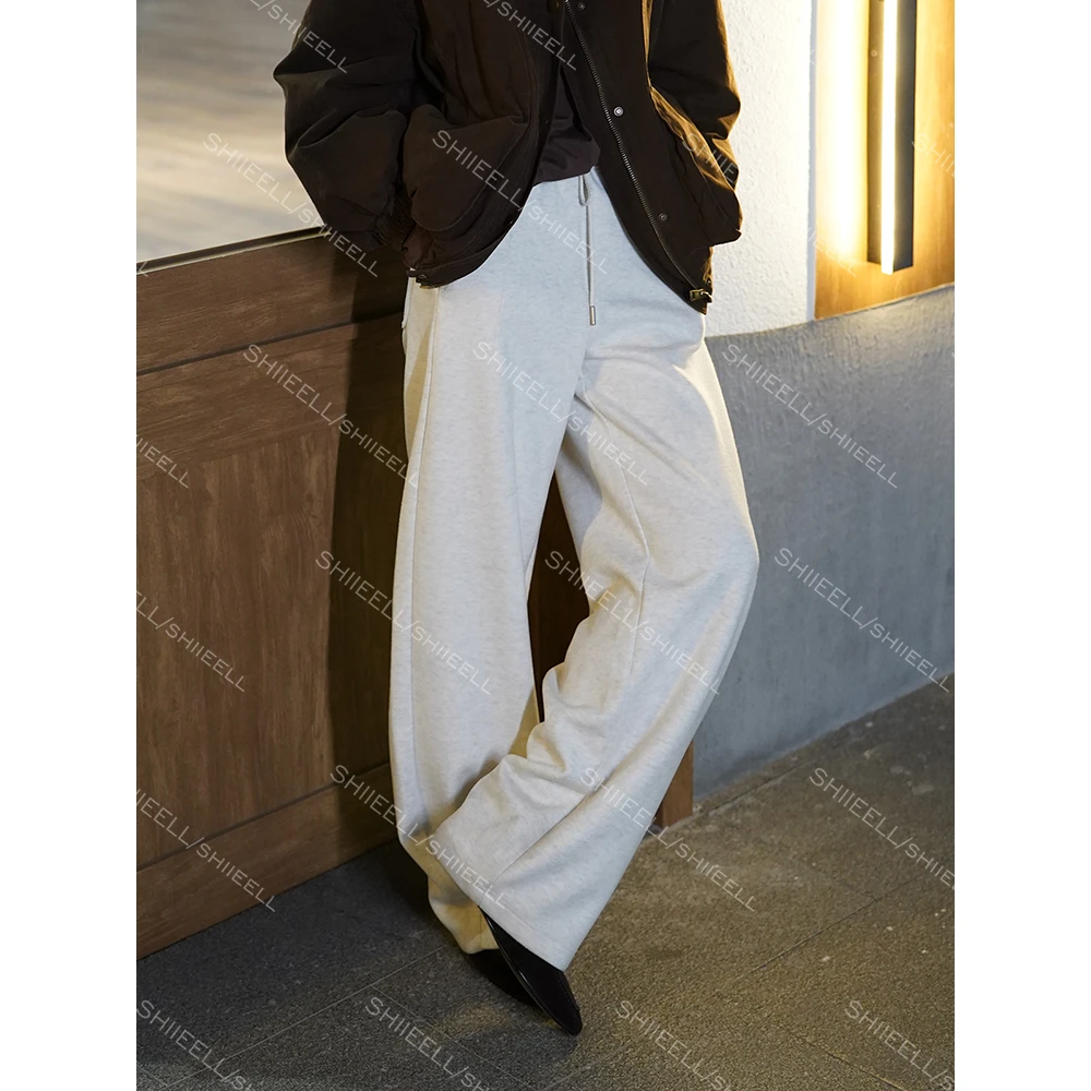 SHIIEELL【满分裤】百搭阔腿加厚保暖宽松修身高腰气质休闲裤W6657