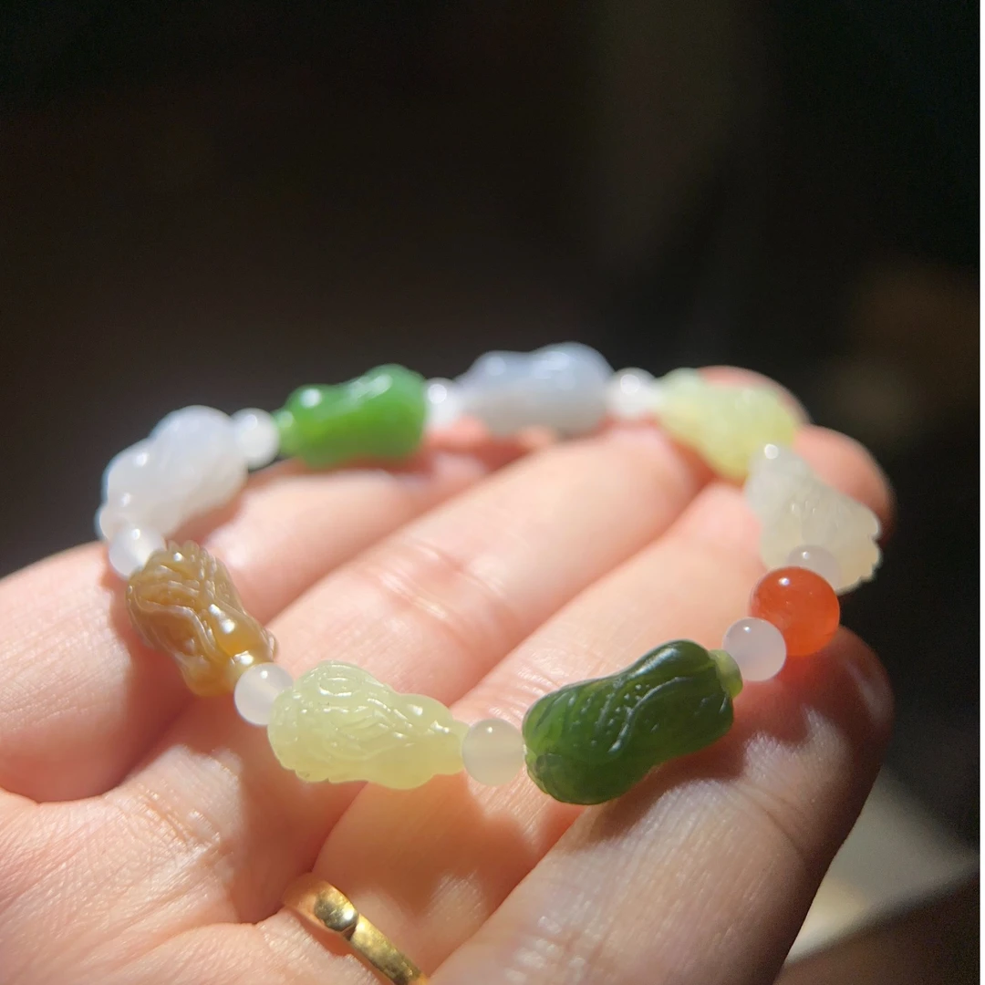 和田玉多宝精品手工白菜手串