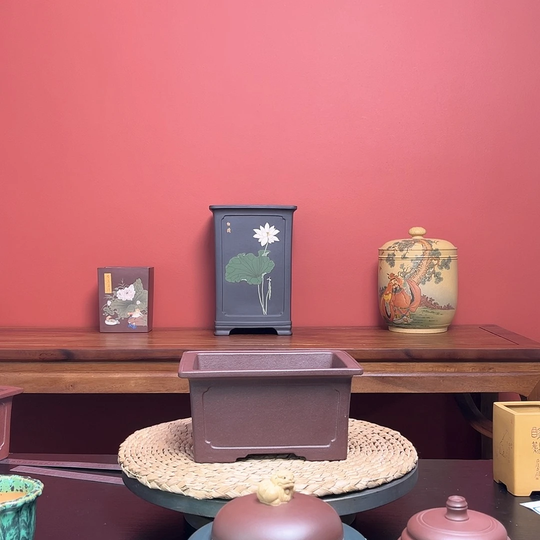 紫砂花盆半****生四方马槽