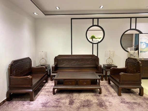 大叶紫檀荷韵沙发新中式简约客厅复古古典家具