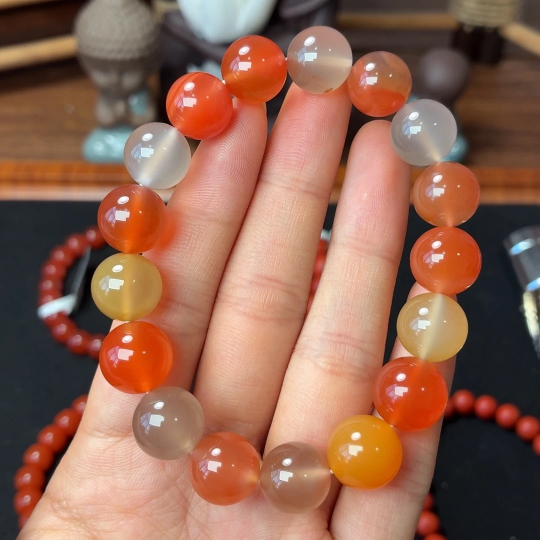 南红玛瑙未镶嵌手串保山原矿南红杨柳多宝卡11+