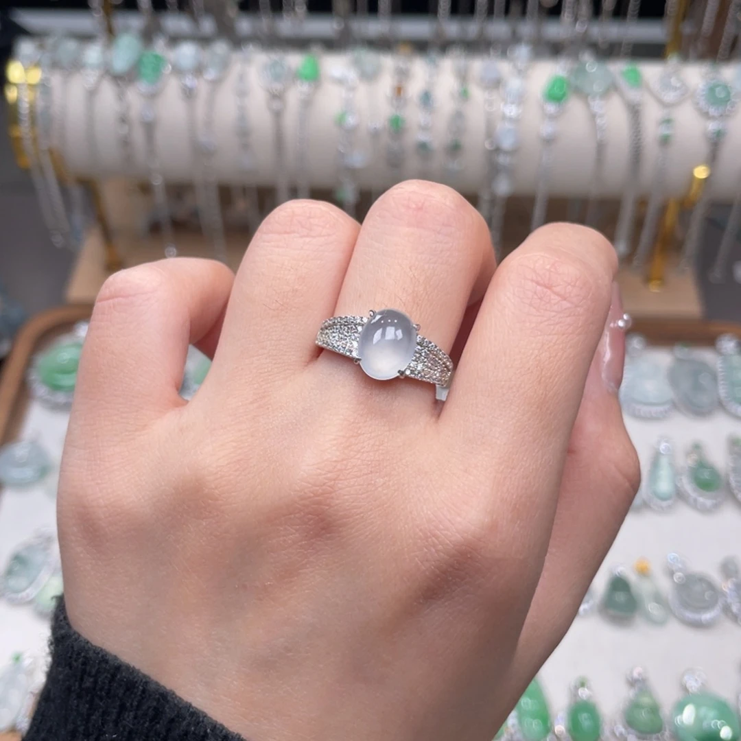 翡翠银S925镶嵌戒指