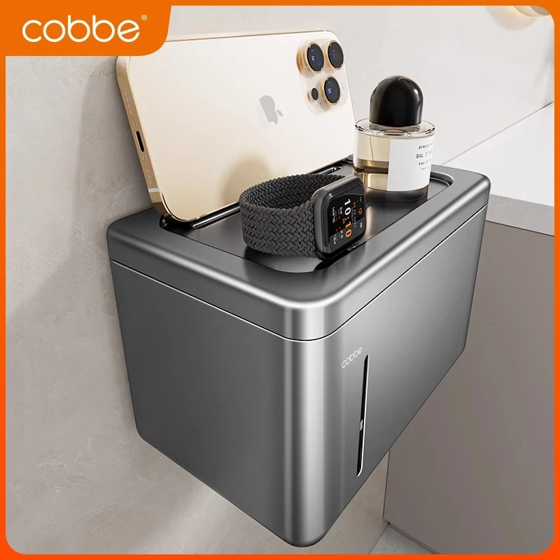 卡贝卫生间纸巾盒壁挂式厕所抽纸盒浴室免打孔厕所放手纸置物架子