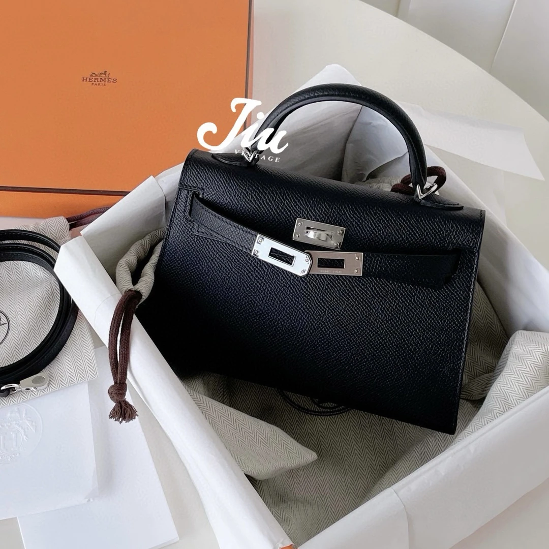 99新 Hermes/爱马仕 Hermes黑银kelly二代W刻闲置全JM13-0223