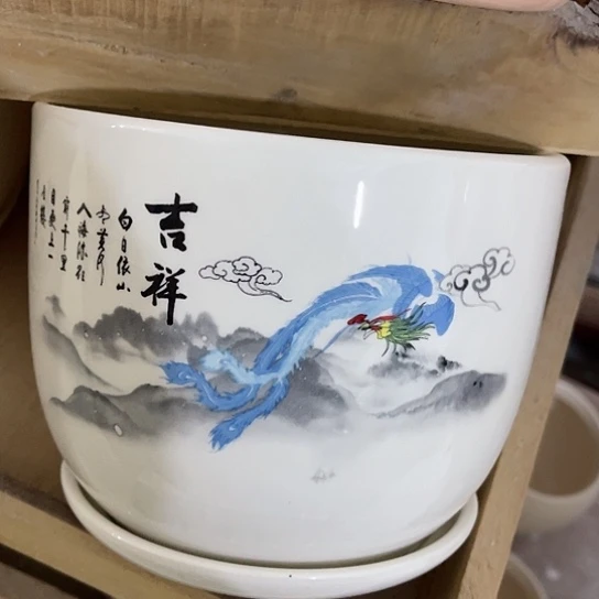 多肉绿植陶瓷花盆9.9包邮，有孔