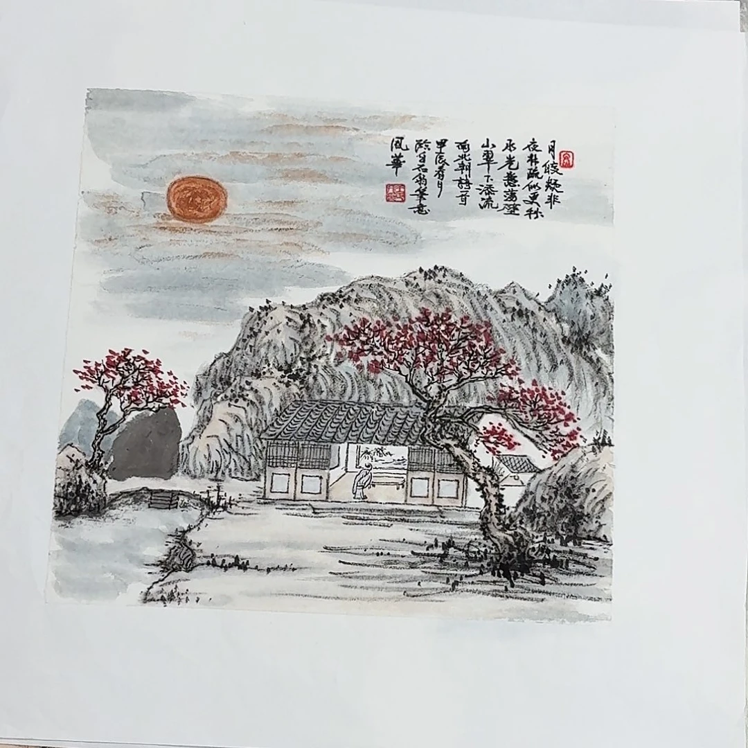 国画小斗方手绘作品