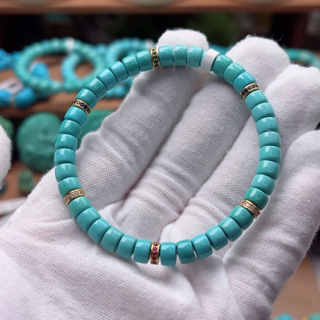 绿松石18K金镶嵌手串