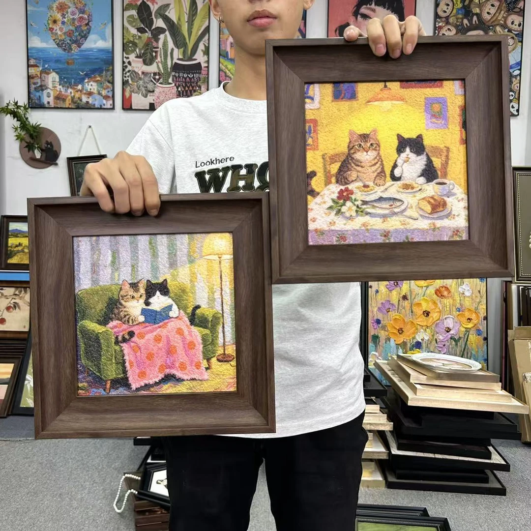 多巴胺可爱猫咪装饰画适合房客厅玄关卧室挂画3030