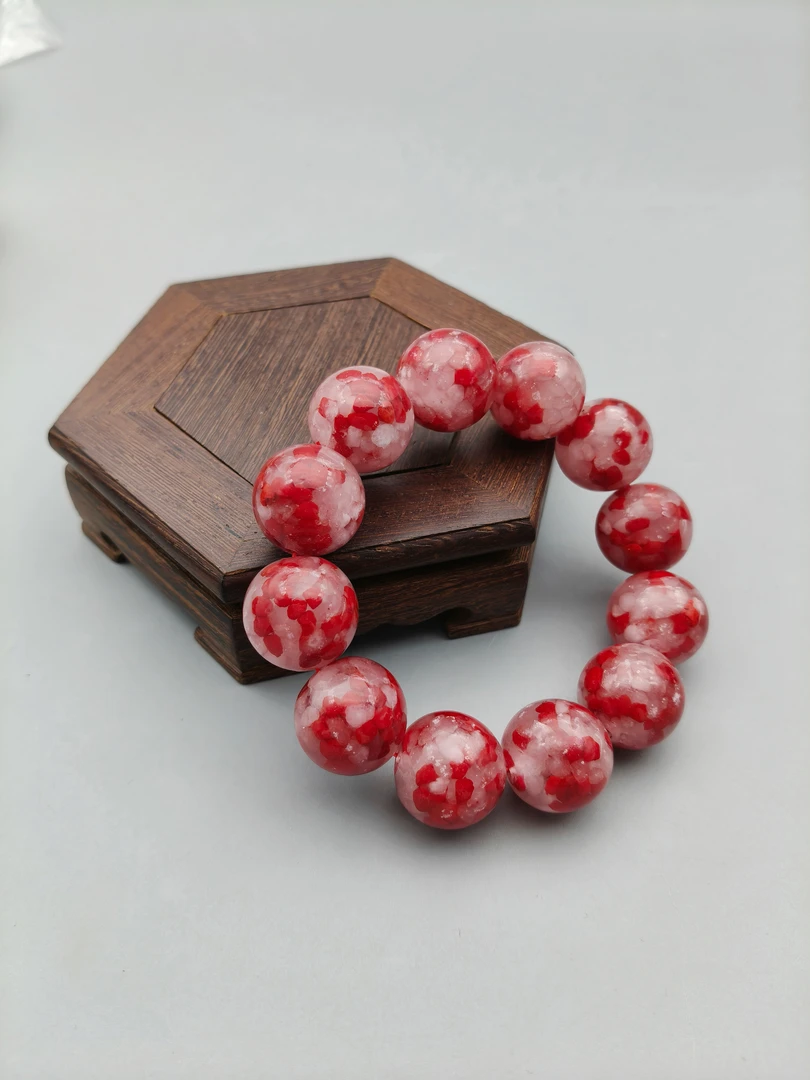 含辰砂工艺品JT406-晶体砂16mm素圈手串