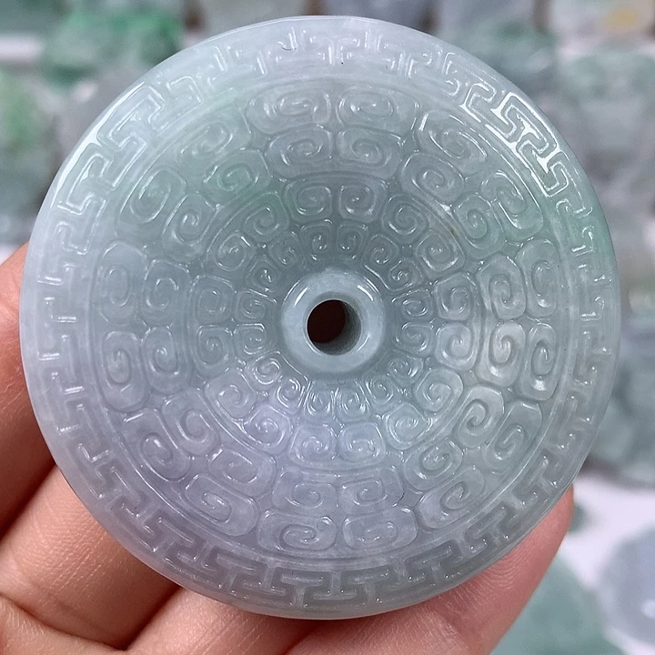 翡翠未镶嵌颈饰仿古平安扣两面工艺福利卡厚13+