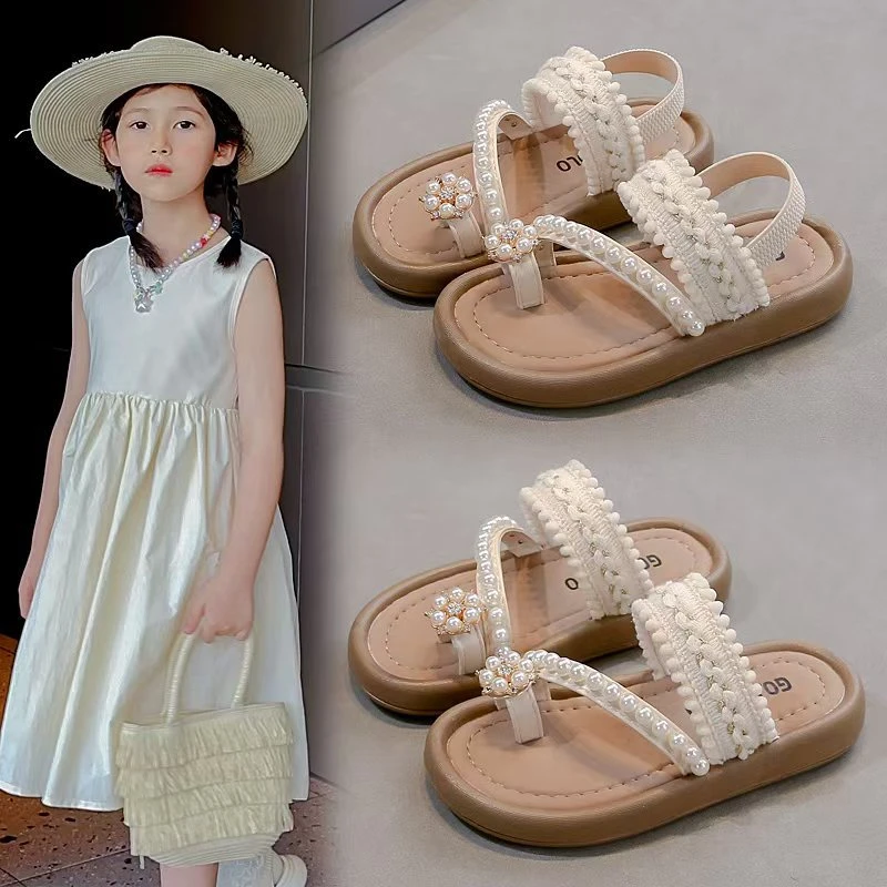 女童拖鞋2025夏季新款波西米亚套趾凉拖小女生洋气百搭编织沙滩鞋