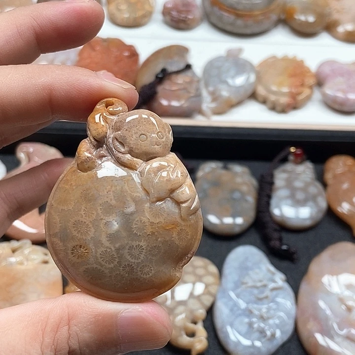 硅化珊瑚（珊瑚玉）未镶嵌颈饰