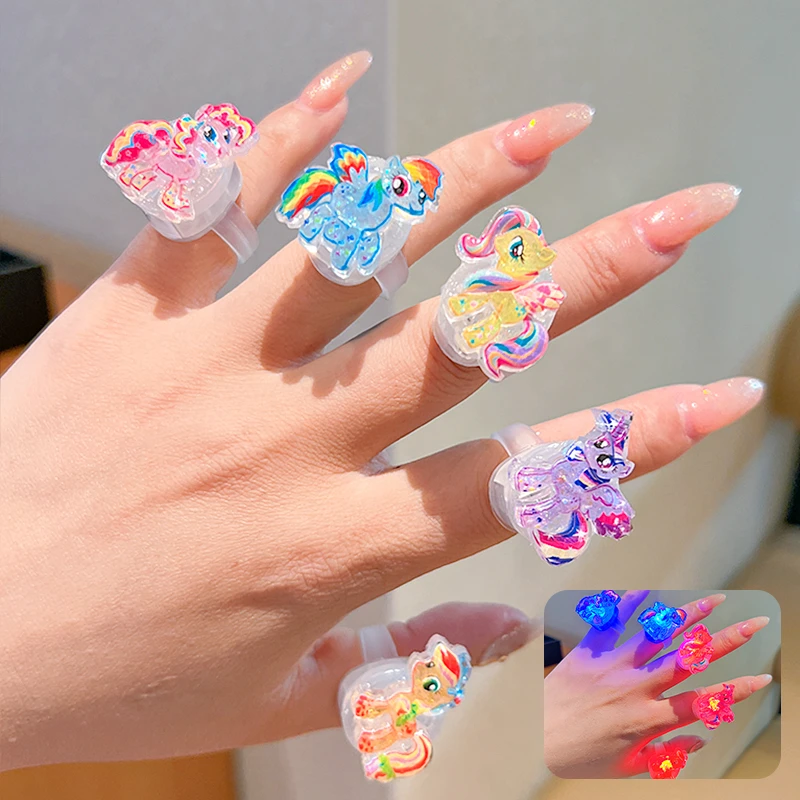 儿童会发光卡通小马宝莉戒指女童生日礼物小女孩可爱饰品指环首饰