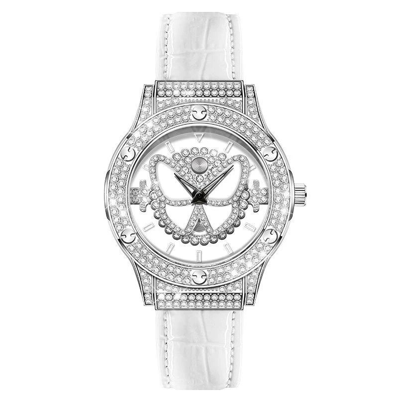 白色3430——气质时尚梦幻蝴蝶潮流满钻时来运转腕表