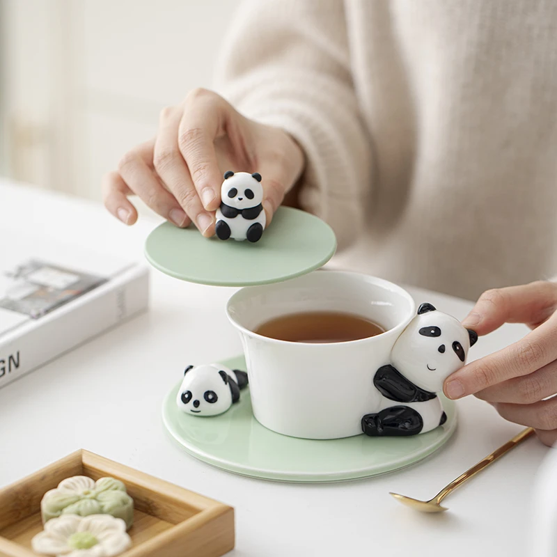 国风原创可爱创意熊猫马克杯家用陶瓷茶杯咖啡杯水杯生日伴手茶壶