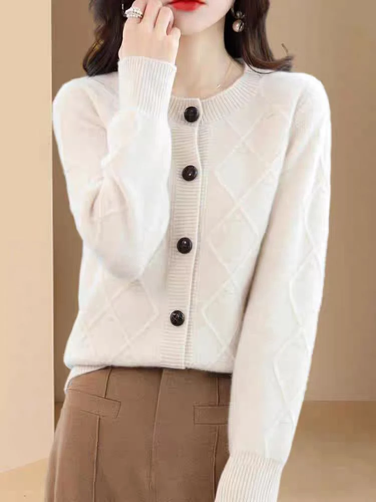 338圆领针织开衫