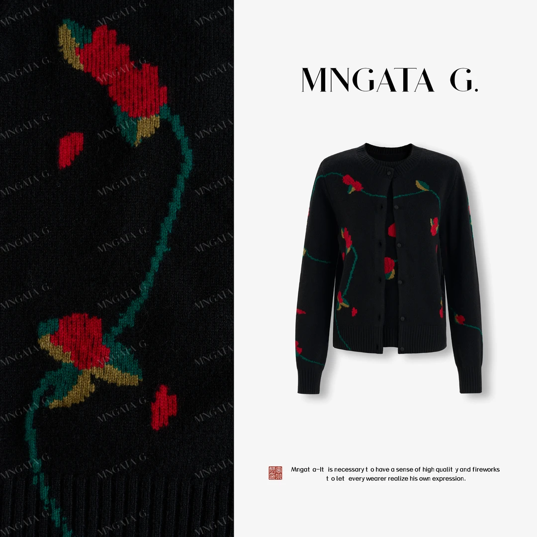 MNGATA G.宫小妍【纯羊毛·樱桃红了】绵羊毛新中式国风上衣5081063