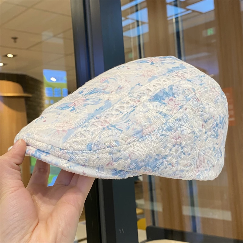 印花刺绣薄款鸭舌帽子女春夏季逛街休闲百搭贝雷帽气质时尚前进帽