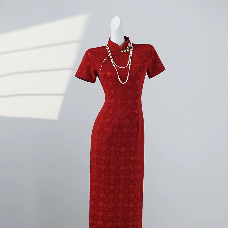 新中式红色复古提花旗袍2025新款优雅气质改良送考新娘婚礼敬酒服