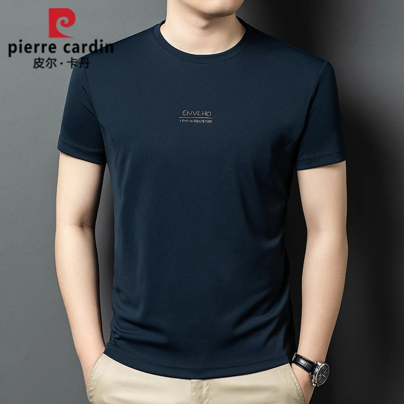 皮尔卡丹男士高档新款圆领速干T薄款半袖夏季休闲时尚潮流修身t恤