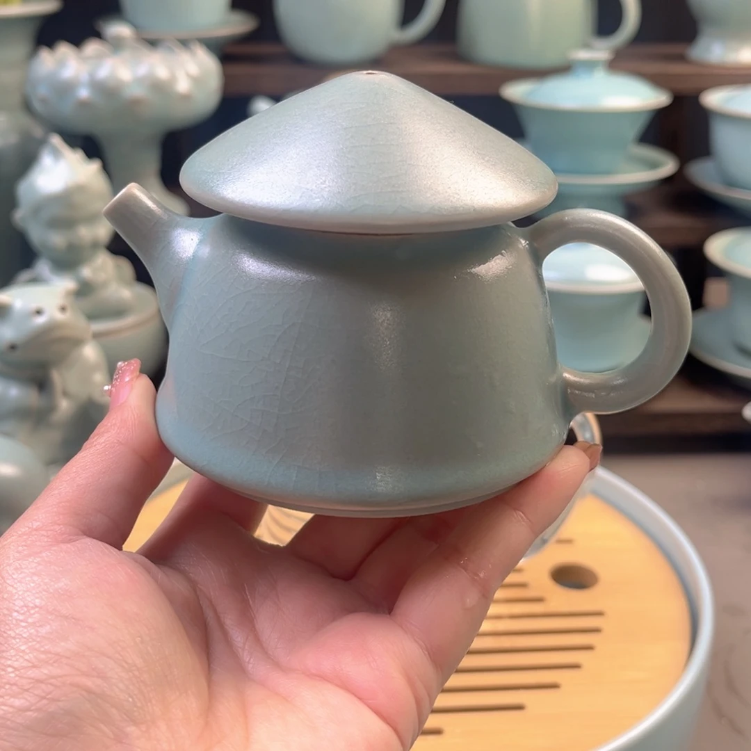 原矿仿古釉斗笠壶