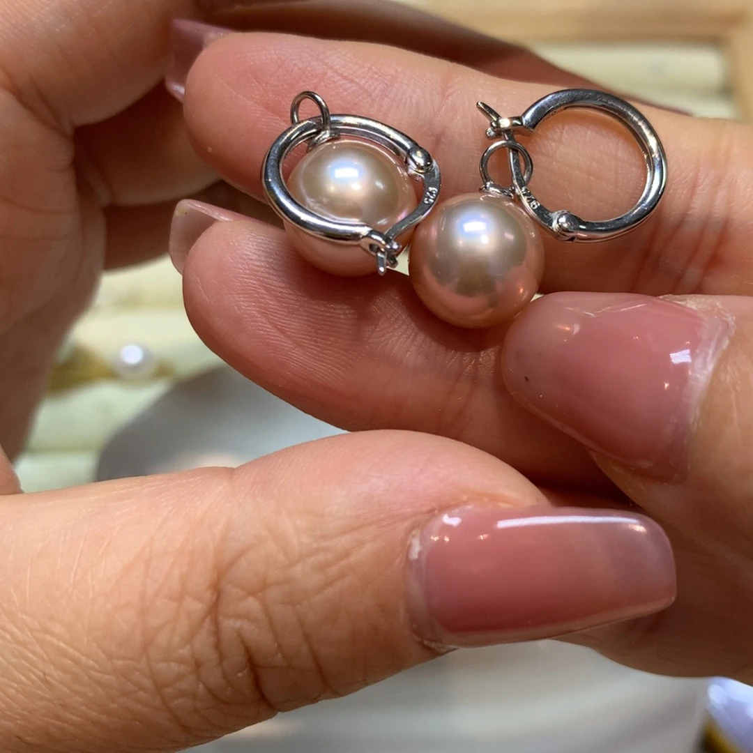 淡水珍珠耳饰银S925镶嵌