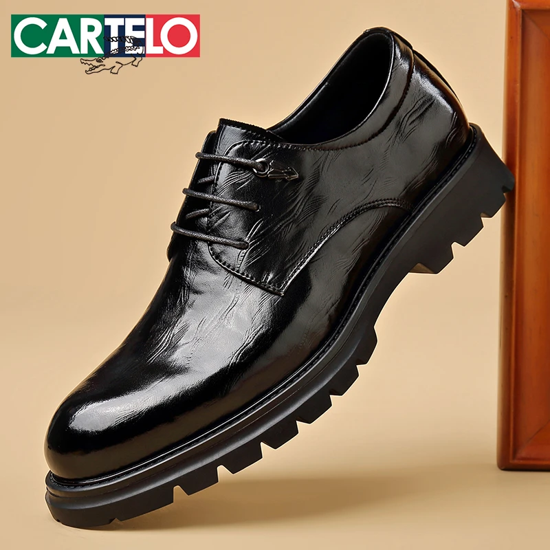 CARTELO/卡帝乐鳄鱼夏季时尚百搭素面英伦风系带商务透气休闲皮鞋